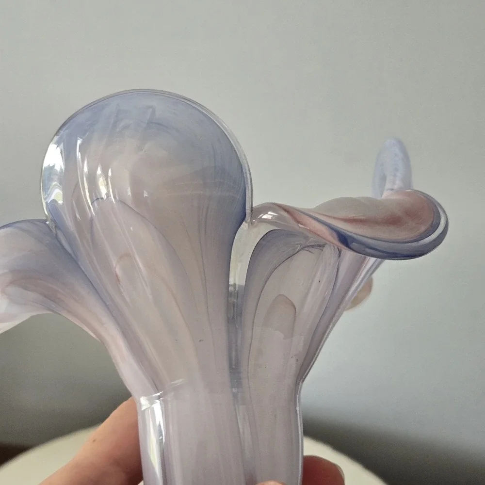 Vintage Blown Glass Murano Style Flower Swirl Vase MCM